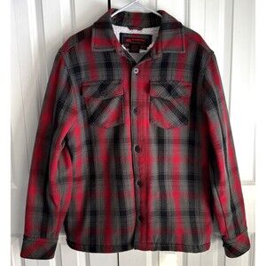 Vintage Tony Hawk Sherpa Lined Grey Black Red Plaid Shacket coat - Men's Size M